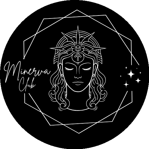 Logo circular Minerva Club fondo oscuro transparente
